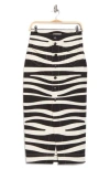 Frame Button Front Cotton Pencil Skirt In Multi