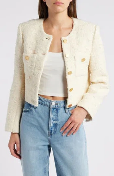 FRAME FRAME BUTTON FRONT CROP TWEED JACKET
