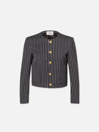 Frame Button Front Jacket Dark Navy Multi