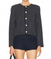 Frame Button Front Jacket In Dark Navy Multi