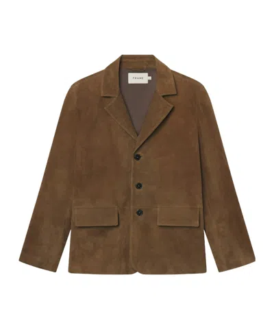FRAME BUTTON-FRONT LEATHER JACKET