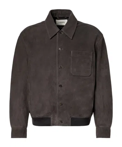 FRAME BUTTON-FRONT LEATHER JACKET