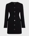 Frame Mixed Meed Long Sleeve Mini Coat Dress In Black