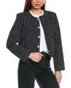 Frame Button Front Jacket In Dark Navy Multi In Blue