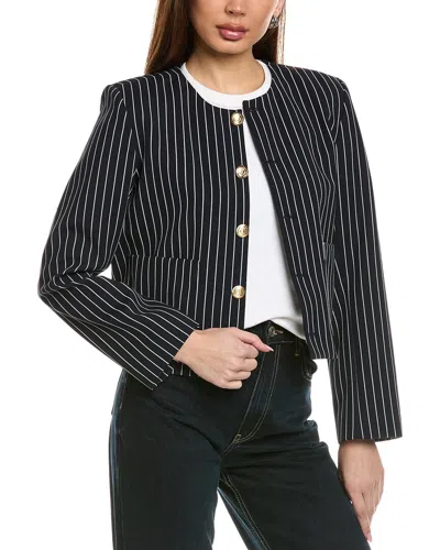 Frame Button Front Wool-blend Jacket In Black
