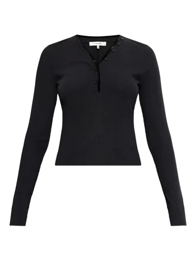 Frame Button Ribbed Top In Black