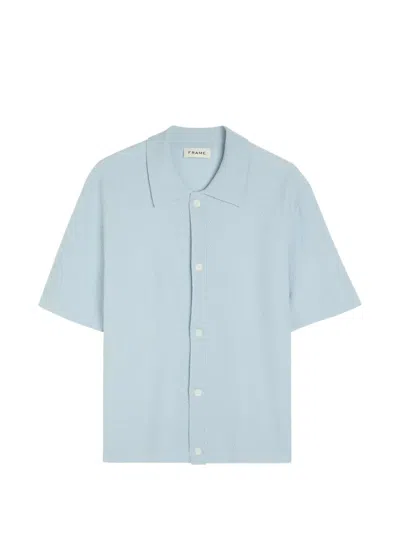 Frame Button Short-sleeve Shirt In Blue