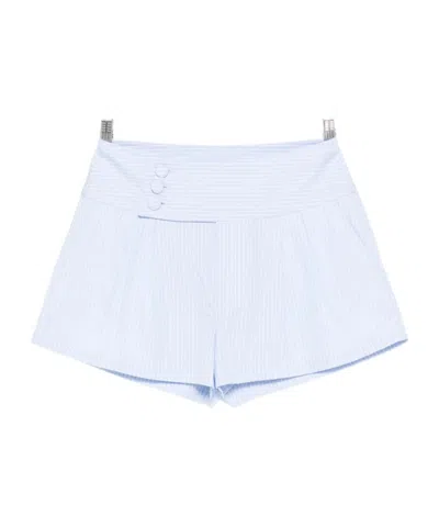 Frame Button Striped Shorts In White
