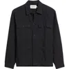 Frame Button-up Cotton Herringbone Chore Coat In Black
