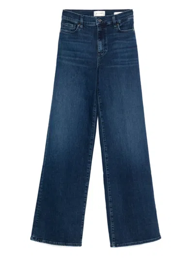 Frame Button-zip Five-pocket Jeans In Blue