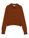 Frame Womens Chestnut Shrunken Spread-collar Cashmere Cardigan In Brown