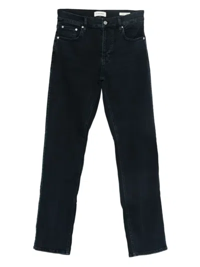 Frame Buttoned Straight-leg Jeans In Blue