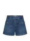 Frame Button-embellished Patch-pocket Shorts In Blue