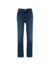 Frame Stretch Denim Straight Leg Five Pocket Jeans In Blue