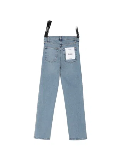 Frame Button-fastening Straight Jeans In Blue