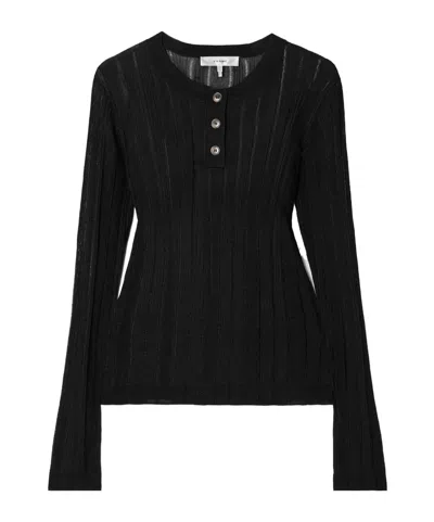 Frame Button-front Sweater In Black