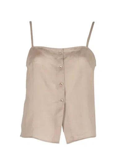 Frame The Linen Button Cami Flax In Neutral