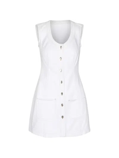 Frame Button-up Sleeveless Mini Dress In White