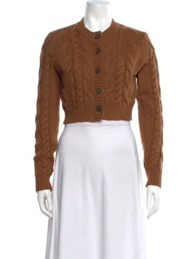 Pre-owned Frame Cable Knit Crew Neck Sweater In Brown