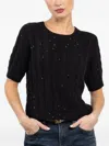 Frame The Sequin Gathered Sweater In Black