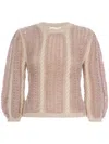 Frame Cable-knit Jumper In Pink
