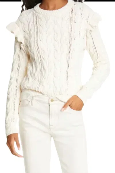 Frame Cable Knit Ruffle Sweater In Beige In White