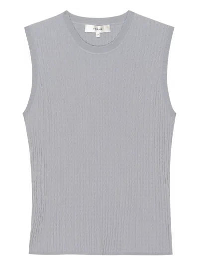 Frame Cable-knit Sleeveless Top In Gray