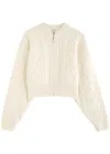 Frame Cable Stitch Crop Wool Cardigan In Cream