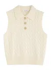 Frame Cable-knit Wool Polo Vest In Cream