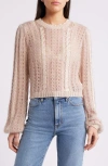 Frame Femme Cable Mix Crewneck Sweater In Blush Multi