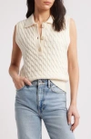 Frame Cable-knit Wool Polo Vest In Cream