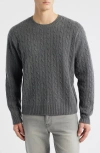 Frame Cabled Cashmere Crewneck Sweater In Gray