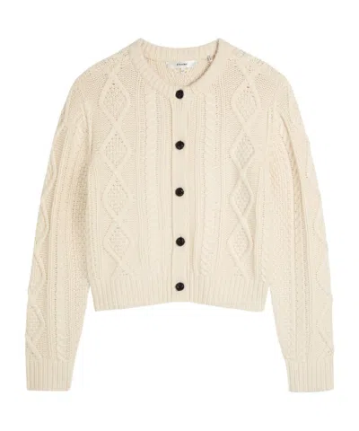 Frame Cable-knit Cashmere Cardigan In Nude