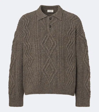 Frame Cable-knit Wool And Alpaca-blend Polo Sweater In Brown