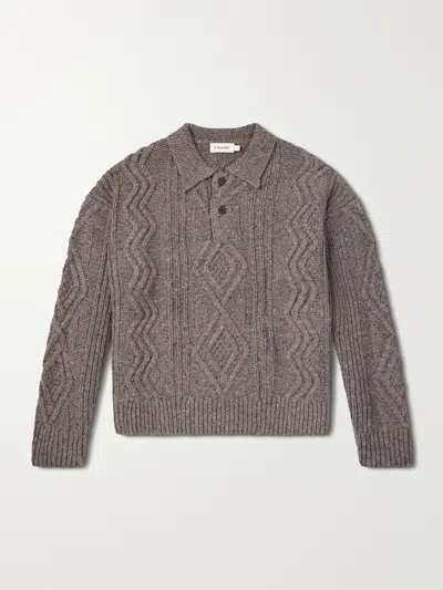 Frame Cable-knit Wool And Cashmere-blend Polo Sweater In Gray