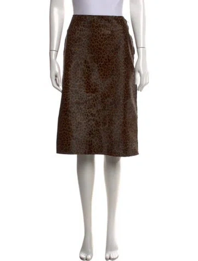 Pre-owned Frame Calf Leather Midi Length Skirt In Brown