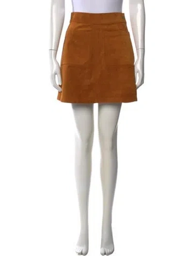 Pre-owned Frame Calf Leather Mini Skirt In Brown