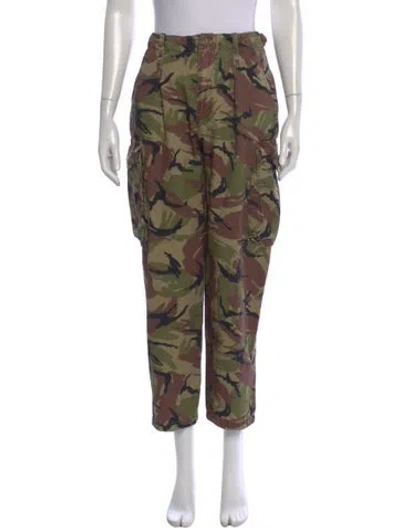 Pre-owned Frame Camouflage Print Straight Leg Pants In Green