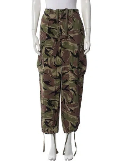 Pre-owned Frame Camouflage Print Wide Leg Pants In Green