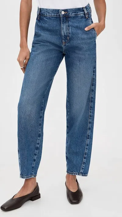 Frame Candle Mid Rise Trouser In Swan In Blue