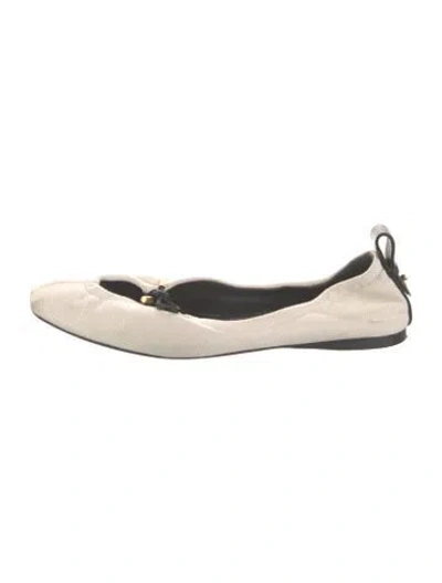 Pre-owned Frame Canvas Bow Accents Ballet Flats In Black