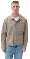 Frame Canvas Chore Coat Vintage Khaki In Gray