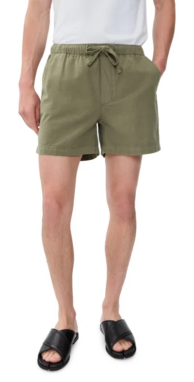 Frame Canvas Shorts 4.75 Military Khaki In Green