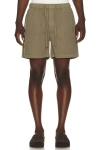 Frame Cotton Canvas Drawstring Shorts In Brown