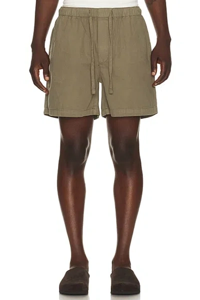 Frame Cotton Canvas Drawstring Shorts In Brown