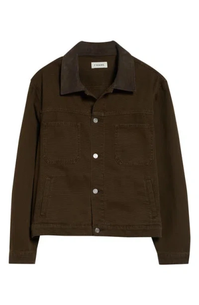 Frame Canvas Utility Jacket In Brown