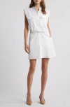 Frame Cap Sleeve Cotton Safari Shirtdress In White