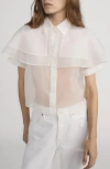 Frame Cape Accent Silk Button-up Shirt In White