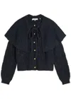 Frame Cape-effect Cable-knit Wool-blend Cardigan In Blue
