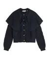 Frame Cape-effect Cable-knit Wool-blend Cardigan In Blue